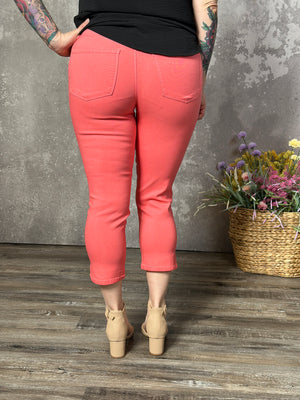 Hyperstretch Pull On Capri - Coral (Small - 3X)