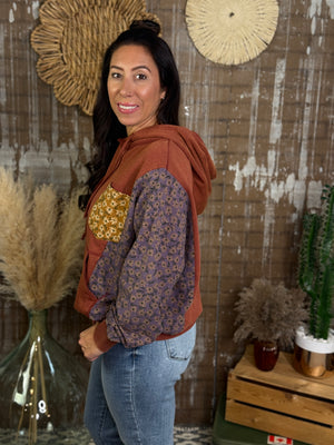 Rust Floral Hoodie