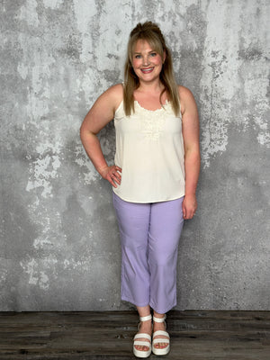 Hyperstretch Wide Leg Relaxed Fit Crop - Lavender (Small - XL)