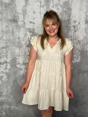 Ruffle Tiered Linen Dress (Small - 2X)