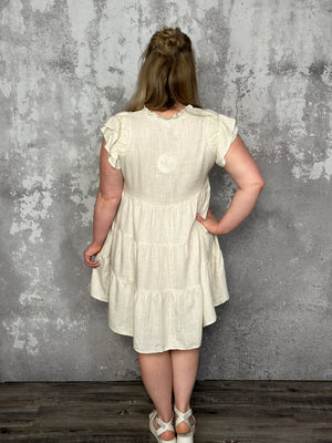 Ruffle Tiered Linen Dress (Small - 2X)