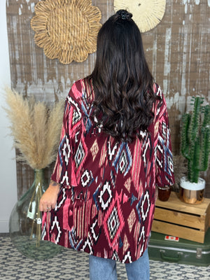 Wrinkle Free Aztec Cardigan