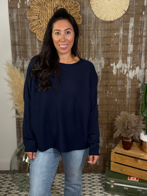 Long Sleeve Dolman Sweater - Navy