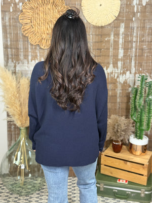 Long Sleeve Dolman Sweater - Navy