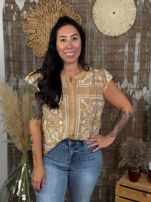 Taupe Embroidered Top