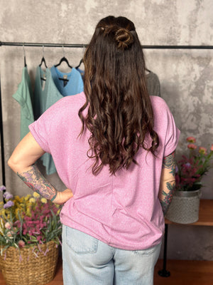 Soft Hacci V Neck Top - Mauve