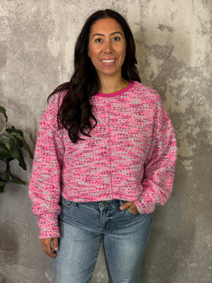 Modest Crop Pink Mix Sweater