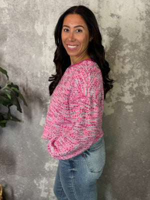 Modest Crop Pink Mix Sweater
