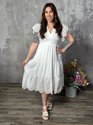 White Lace Eyelet Dress