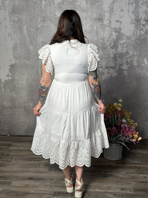 White Lace Eyelet Dress