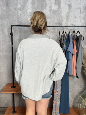 Reverse Terry Textured Collared Sweatshirt