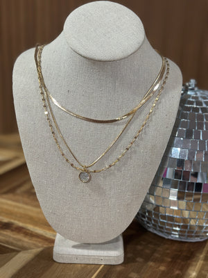 3 Strand Flitter Circle Necklace