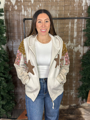 Star Patchwork Fleece Hoodie