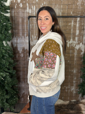 Star Patchwork Fleece Hoodie