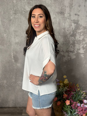 Short Sleeve Airflow Top - White (Small - 2X) - FINAL SALE