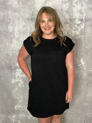 Drop Shoulder Quilted Texture Dress (Small - 2X)