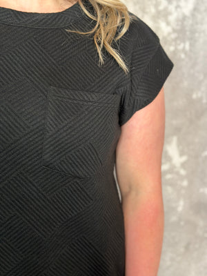 Drop Shoulder Quilted Texture Dress (Small - 2X)