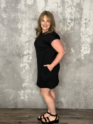 Drop Shoulder Quilted Texture Dress (Small - 2X)