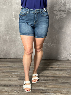 Judy Blue Mid Rise Medium Wash Tummy Control Shorts (S - 3X)