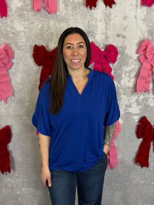 The Wrinkle Free Breeze Top - Blue (Small - 3X)