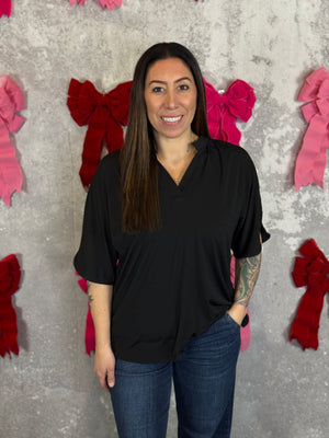 The Wrinkle Free Breeze Top - Black (Small - 3X)