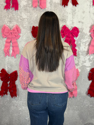 Mineral Pink Boho Patch Sweatshirt