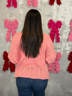 Coral Cable Knit Sweater