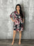 Black and Berry Floral Wrinkle Free Dress - (3X Left)