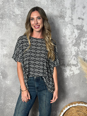 Black and White Axtec Top