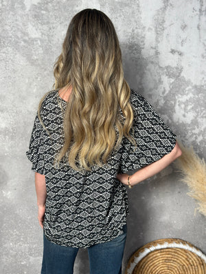 Black and White Axtec Top