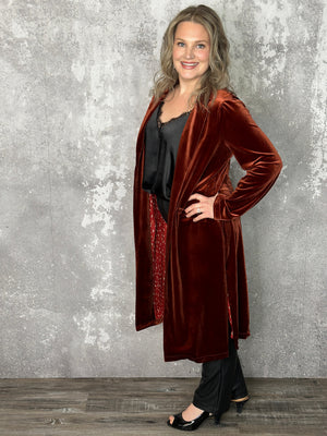Velvet Duster Coat - Rust (XS - 3X) - FINAL SALE