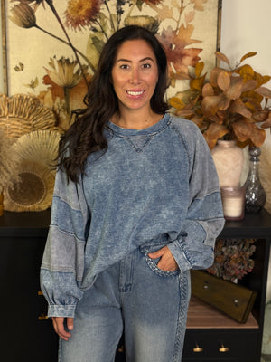 Denim Look Stretch Sweatshirt
