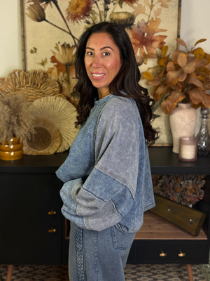 Denim Look Stretch Sweatshirt
