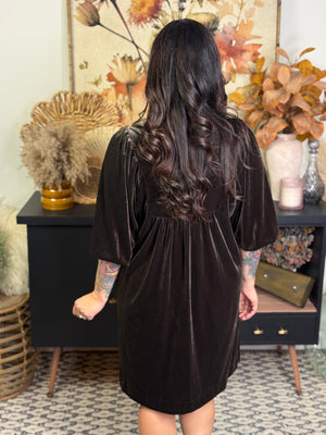 Chocolate Brown Velvet Dress