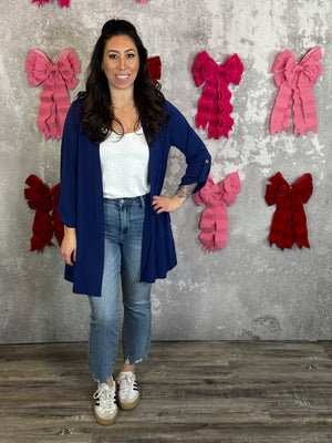 Wrinkle Free Cardigan - Navy - (Small - 3X) BESTSELLER