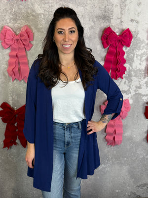 Wrinkle Free Cardigan - Navy - (Small - 3X) BESTSELLER
