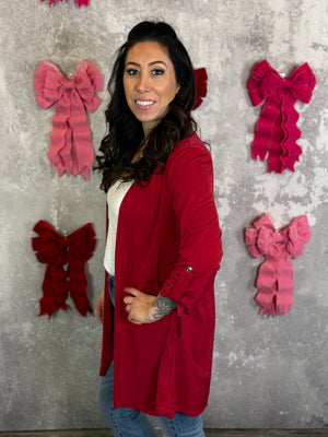 Wrinkle Free Cardigan - Red (Small - 3X) BESTSELLER
