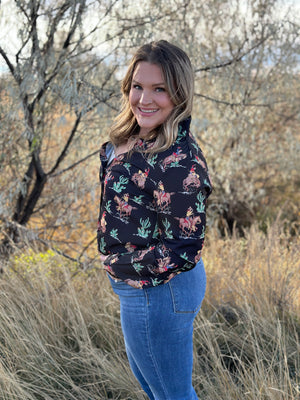 Prairie Rose Cowgirl Western Top with Pearl Snap Buttons
