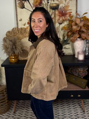 Light Denim Barn Jacket - Taupe (Small - 2X)