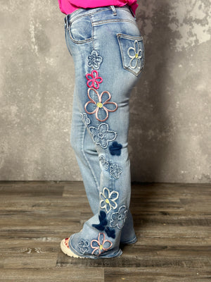 Embroidered Floral Flair Jeans RESTOCK