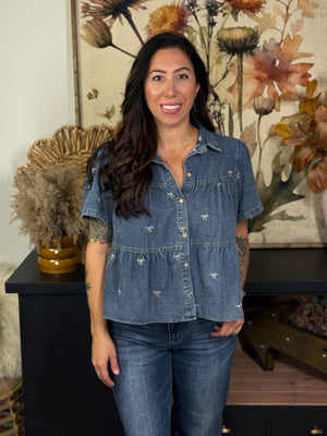 Denim Bow Top