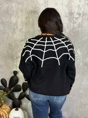 Spider Web Button Up Cardigan Sweater