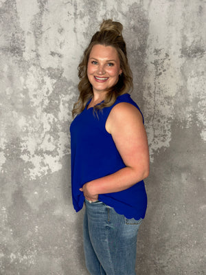 Summer Scalloped Tank - Blue