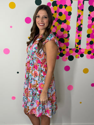 Lizzie Wrinkle Free Ruffle Tank Dress - Multi Floral (Small - 3X)