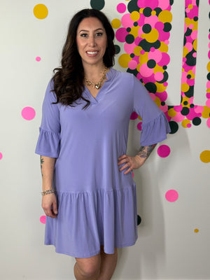 Lizzie Wrinkle Free Ruffle Raelynn Dress - Lavender (Small - 3X)