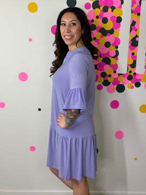 Lizzie Wrinkle Free Ruffle Raelynn Dress - Lavender (Small - 3X)