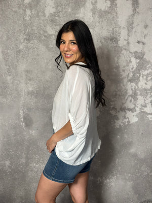 White Dolman Short Sleeve Top (Small - 2X)