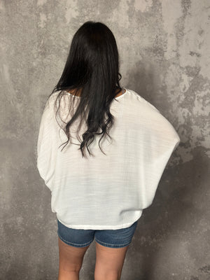 White Dolman Short Sleeve Top (Small - 2X)