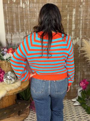 Stripe Turquoise and Orange Sweater