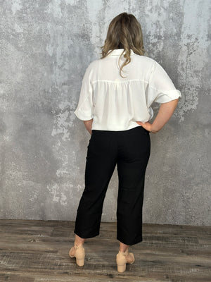 Hyperstretch Wide Leg Relaxed Fit Crop - Black (Small - XL)